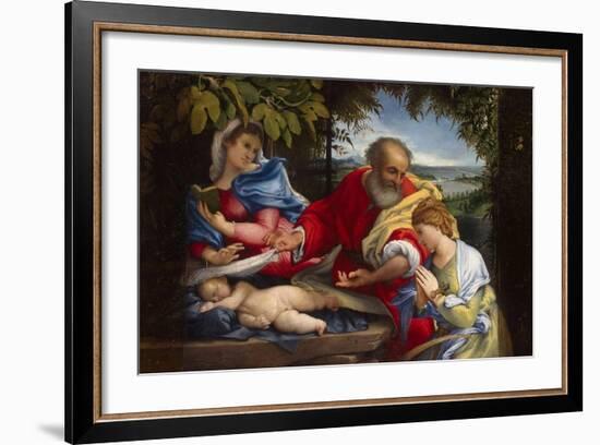 Rest on the Flight into Egypt with Saint Justina, 1529-Lorenzo Lotto-Framed Giclee Print