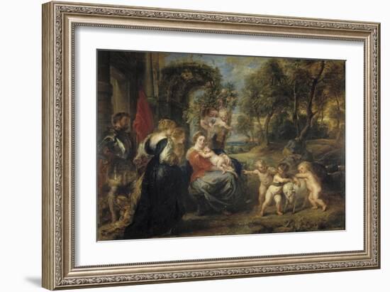Rest on the Flight into Egypt, with Saints, C. 1635-Peter Paul Rubens-Framed Giclee Print