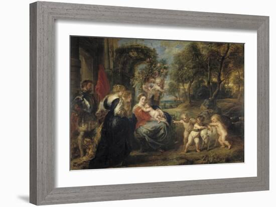 Rest on the Flight into Egypt, with Saints, C. 1635-Peter Paul Rubens-Framed Giclee Print