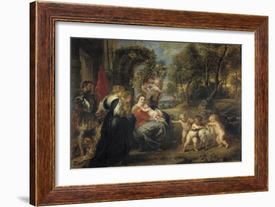 Rest on the Flight into Egypt, with Saints, C. 1635-Peter Paul Rubens-Framed Giclee Print