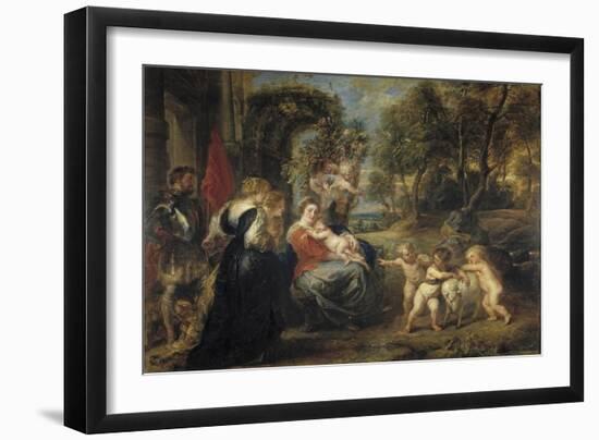 Rest on the Flight into Egypt, with Saints, C. 1635-Peter Paul Rubens-Framed Giclee Print