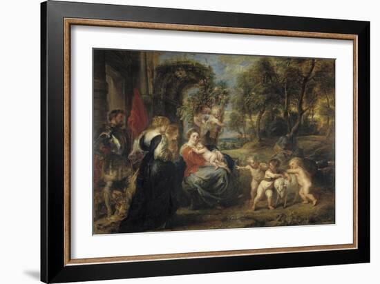 Rest on the Flight into Egypt, with Saints, C. 1635-Peter Paul Rubens-Framed Giclee Print