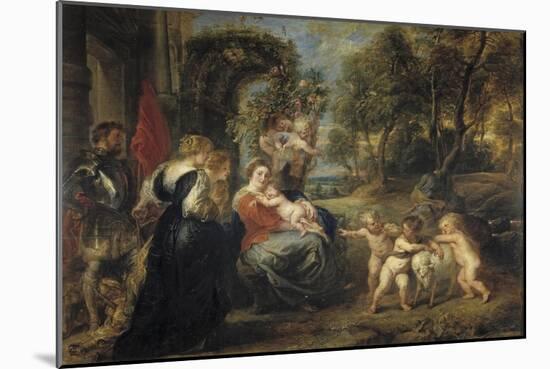 Rest on the Flight into Egypt, with Saints, C. 1635-Peter Paul Rubens-Mounted Giclee Print