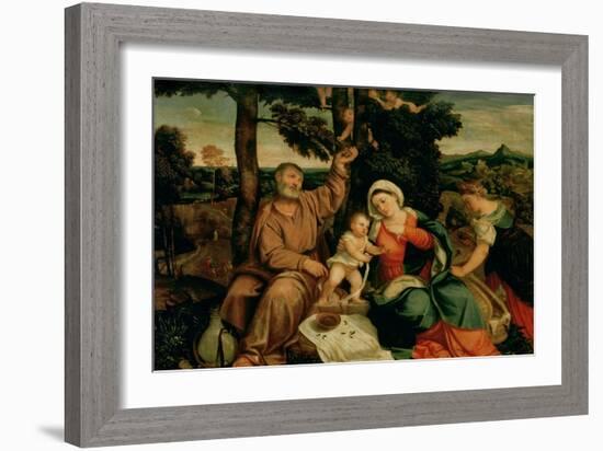 Rest on the Flight into Egypt-Bonifacio Veronese-Framed Giclee Print