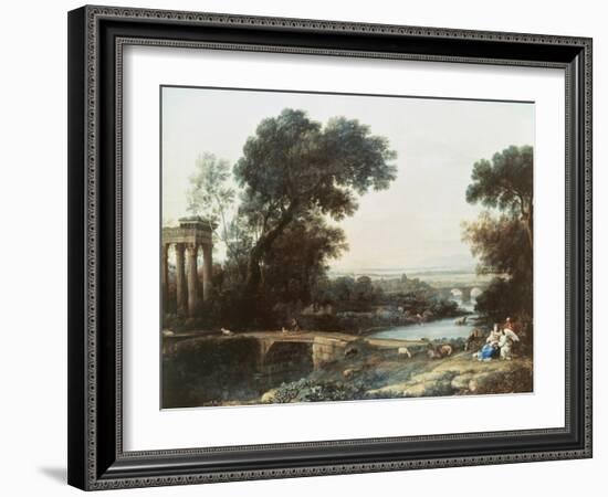 Rest on the Flight to Egypt with Landscape-Claude Lorraine-Framed Giclee Print