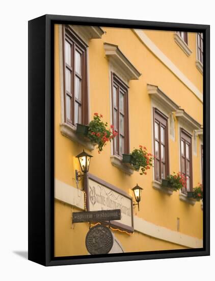 Restarant in Old Medieval Town, Western Transdanubia, Hungary-Walter Bibikow-Framed Premier Image Canvas