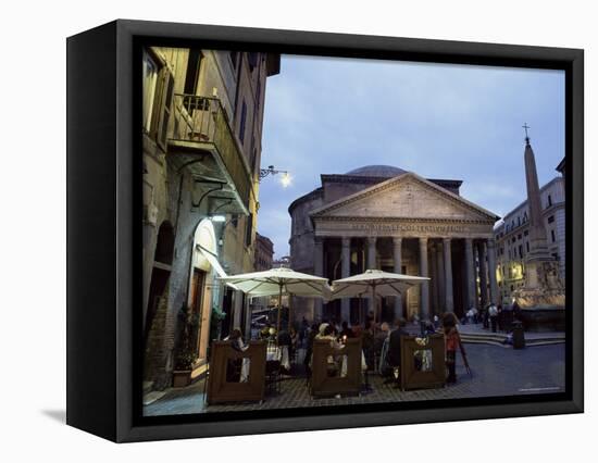 Restaurant and the Pantheon Illuminated at Dusk, Piazza Della Rotonda, Rome, Lazio, Italy, Europe-Ruth Tomlinson-Framed Premier Image Canvas