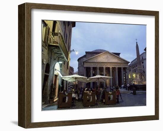 Restaurant and the Pantheon Illuminated at Dusk, Piazza Della Rotonda, Rome, Lazio, Italy, Europe-Ruth Tomlinson-Framed Photographic Print