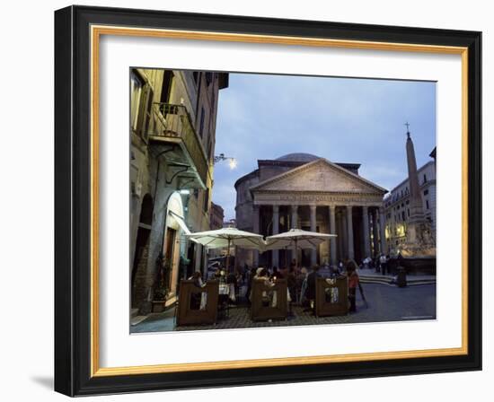 Restaurant and the Pantheon Illuminated at Dusk, Piazza Della Rotonda, Rome, Lazio, Italy, Europe-Ruth Tomlinson-Framed Photographic Print