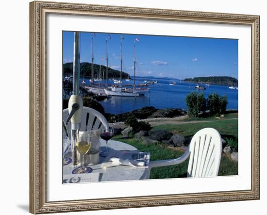 Restaurant at the Bar Harbor Inn and View of the Porcupine Islands, Maine, USA-Jerry & Marcy Monkman-Framed Photographic Print