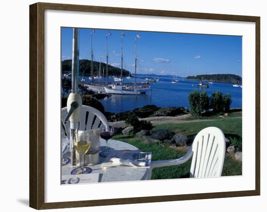 Restaurant at the Bar Harbor Inn and View of the Porcupine Islands, Maine, USA-Jerry & Marcy Monkman-Framed Photographic Print