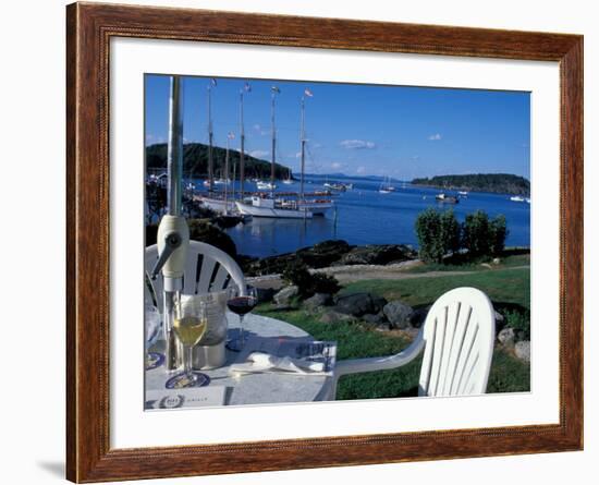 Restaurant at the Bar Harbor Inn and View of the Porcupine Islands, Maine, USA-Jerry & Marcy Monkman-Framed Photographic Print