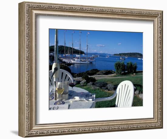 Restaurant at the Bar Harbor Inn and View of the Porcupine Islands, Maine, USA-Jerry & Marcy Monkman-Framed Photographic Print