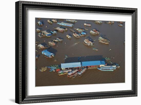 Restaurant, Chong Kneas Floating Village, Tonle Sap Lake, Near Siem Reap, Cambodia-David Wall-Framed Photographic Print