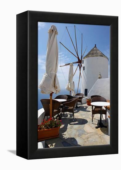 Restaurant Deck Windmill-Larry Malvin-Framed Premier Image Canvas