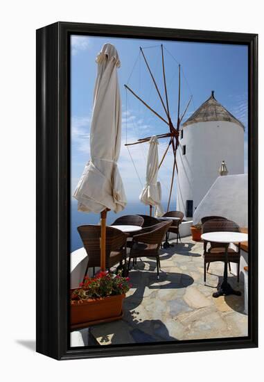 Restaurant Deck Windmill-Larry Malvin-Framed Premier Image Canvas