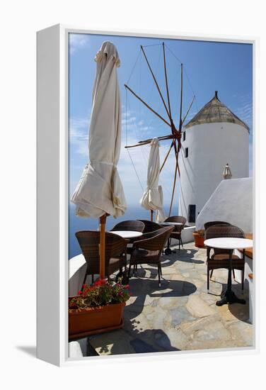 Restaurant Deck Windmill-Larry Malvin-Framed Premier Image Canvas