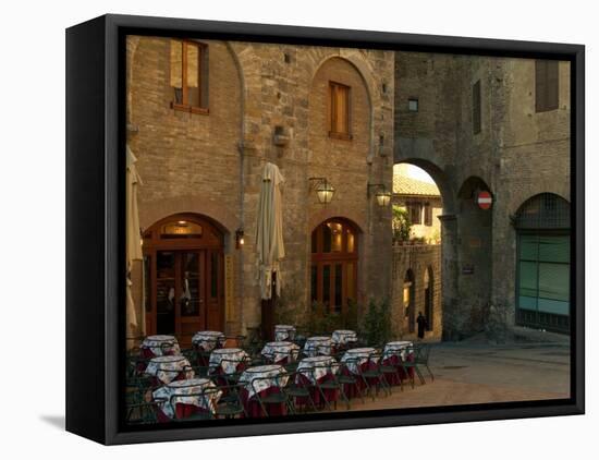 Restaurant in a Small Piazza, San Gimignano, Tuscany, Italy-Janis Miglavs-Framed Premier Image Canvas