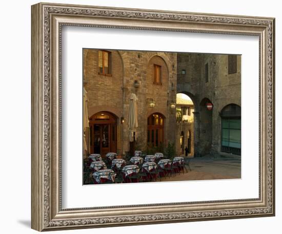 Restaurant in a Small Piazza, San Gimignano, Tuscany, Italy-Janis Miglavs-Framed Photographic Print