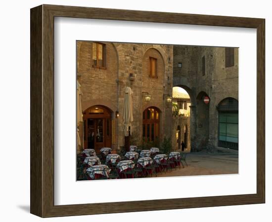 Restaurant in a Small Piazza, San Gimignano, Tuscany, Italy-Janis Miglavs-Framed Photographic Print