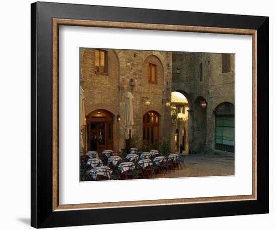 Restaurant in a Small Piazza, San Gimignano, Tuscany, Italy-Janis Miglavs-Framed Photographic Print