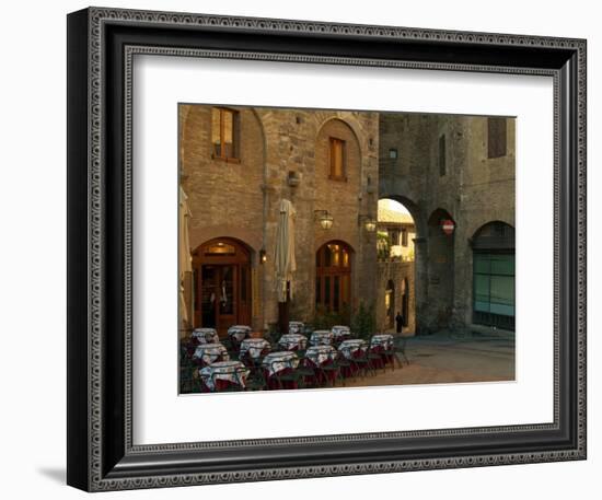 Restaurant in a Small Piazza, San Gimignano, Tuscany, Italy-Janis Miglavs-Framed Photographic Print