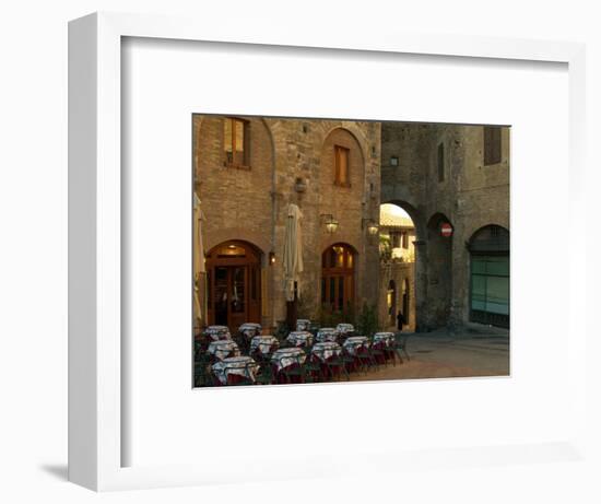 Restaurant in a Small Piazza, San Gimignano, Tuscany, Italy-Janis Miglavs-Framed Photographic Print