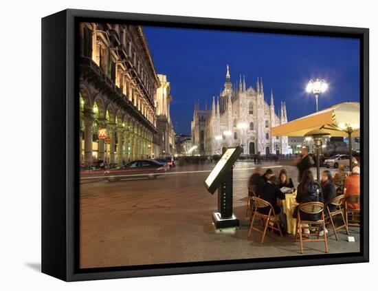 Restaurant in Piazza Duomo at Dusk, Milan, Lombardy, Italy, Europe-Vincenzo Lombardo-Framed Premier Image Canvas