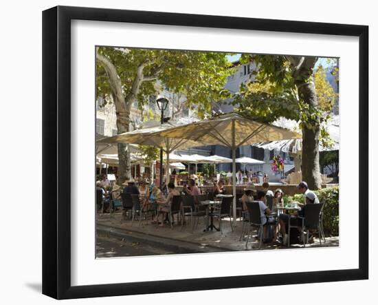 Restaurant in Placa De La Constitucio, Soller, Mallorca (Majorca), Balearic Islands, Spain, Mediter-Stuart Black-Framed Photographic Print