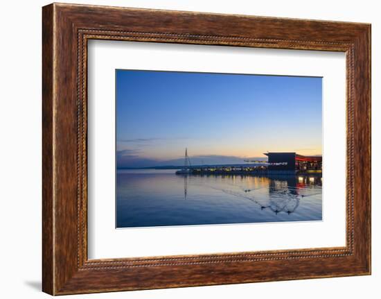 Restaurant 'Mole West' at the Lake Neusiedl at Sundown, Austria-Volker Preusser-Framed Photographic Print