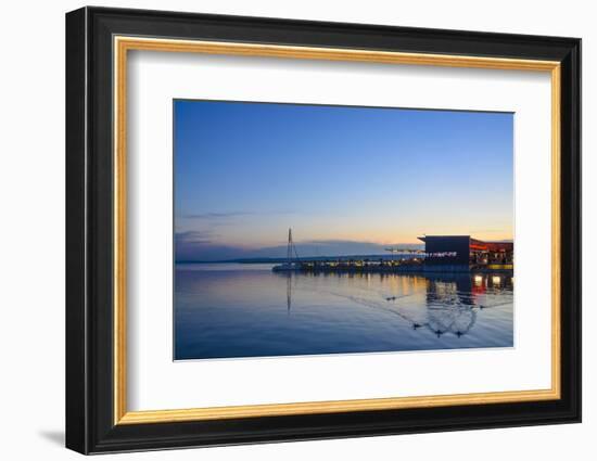 Restaurant 'Mole West' at the Lake Neusiedl at Sundown, Austria-Volker Preusser-Framed Photographic Print