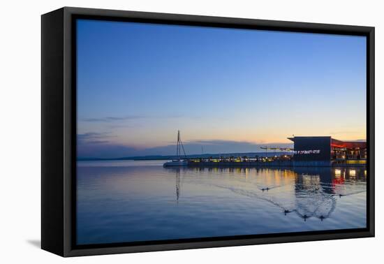 Restaurant 'Mole West' at the Lake Neusiedl at Sundown, Austria-Volker Preusser-Framed Premier Image Canvas