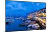 Restaurant, Naples Harbour with Mount Vesuvius in the Background at Dusk, Naples, Campania, Italy-Neil Farrin-Mounted Photographic Print