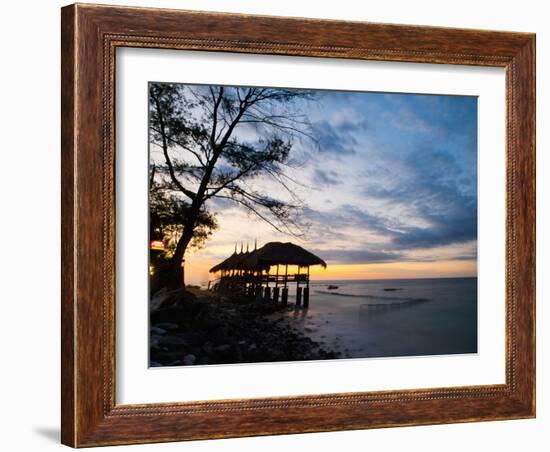 Restaurant on the Beach at Sunset, Gili Trawangan, Gili Islands, Indonesia, Southeast Asia, Asia-Matthew Williams-Ellis-Framed Photographic Print