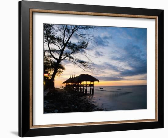 Restaurant on the Beach at Sunset, Gili Trawangan, Gili Islands, Indonesia, Southeast Asia, Asia-Matthew Williams-Ellis-Framed Photographic Print