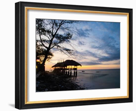 Restaurant on the Beach at Sunset, Gili Trawangan, Gili Islands, Indonesia, Southeast Asia, Asia-Matthew Williams-Ellis-Framed Photographic Print