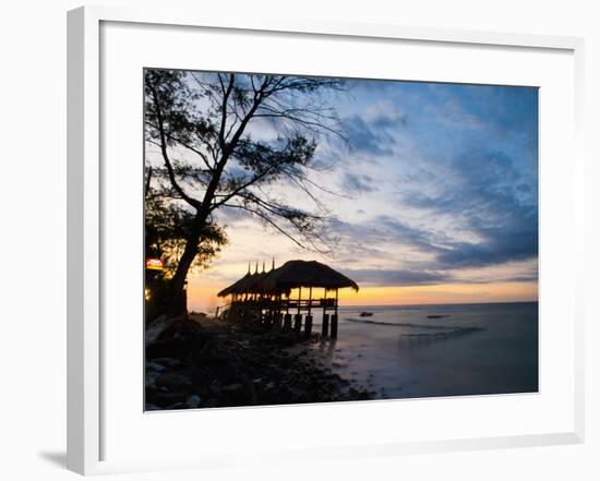 Restaurant on the Beach at Sunset, Gili Trawangan, Gili Islands, Indonesia, Southeast Asia, Asia-Matthew Williams-Ellis-Framed Photographic Print
