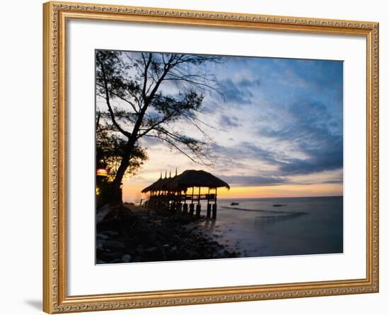 Restaurant on the Beach at Sunset, Gili Trawangan, Gili Islands, Indonesia, Southeast Asia, Asia-Matthew Williams-Ellis-Framed Photographic Print