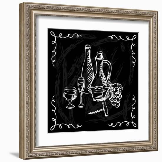 Restaurant or Bar Wine List on Chalkboard Background-incomible-Framed Art Print