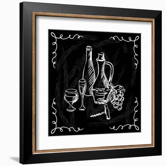 Restaurant or Bar Wine List on Chalkboard Background-incomible-Framed Art Print