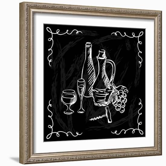 Restaurant or Bar Wine List on Chalkboard Background-incomible-Framed Art Print