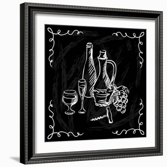 Restaurant or Bar Wine List on Chalkboard Background-incomible-Framed Art Print