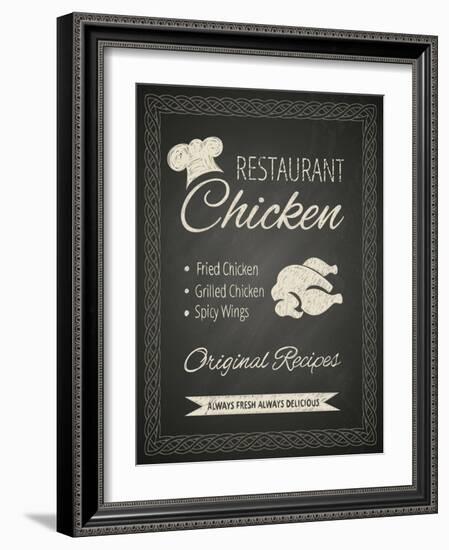 Restaurant Poster on Blackboard-hoverfly-Framed Art Print