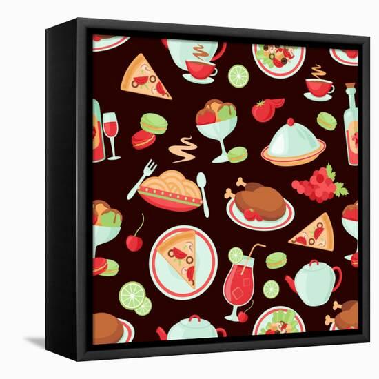Restaurant Seamless Pattern-Macrovector-Framed Stretched Canvas