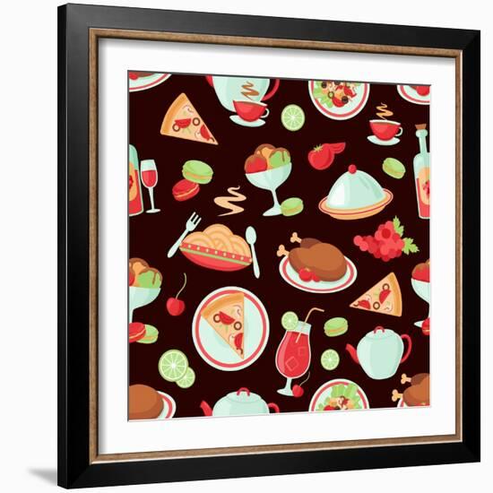 Restaurant Seamless Pattern-Macrovector-Framed Art Print