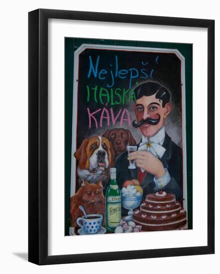 Restaurant Sign, Prague, Czech Republic-Russell Young-Framed Photographic Print