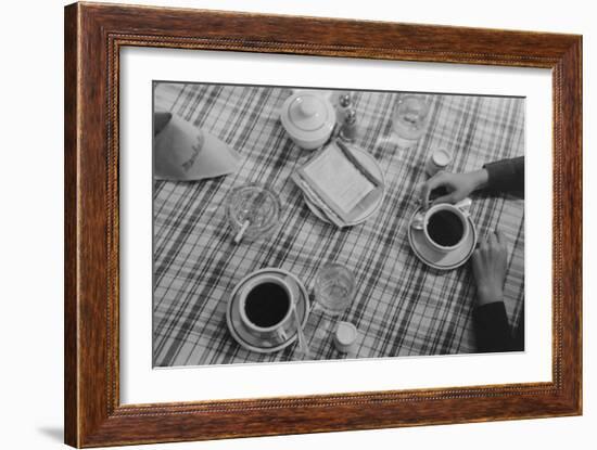 Restaurant Still Life of Coffee and Cigarettes. Lufkin, Texas, April 1939-null-Framed Photo