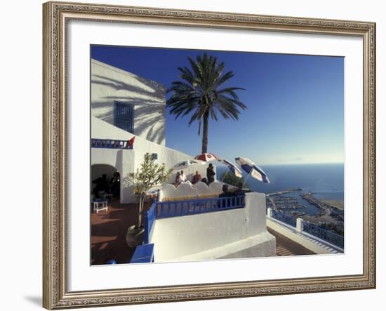 Restaurant Terrace on the Mediterranean Sea, Tunisia-Michele Molinari-Framed Photographic Print