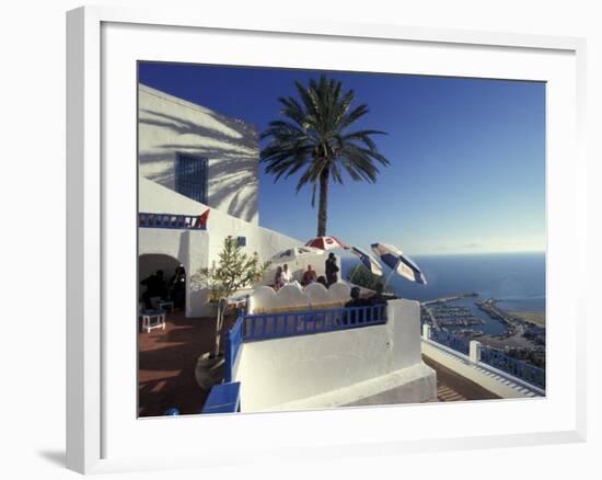 Restaurant Terrace on the Mediterranean Sea, Tunisia-Michele Molinari-Framed Photographic Print