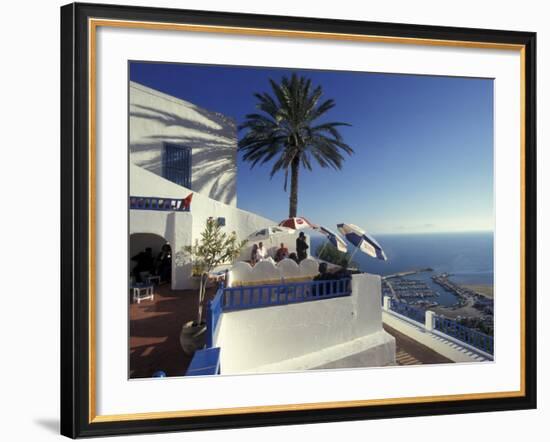 Restaurant Terrace on the Mediterranean Sea, Tunisia-Michele Molinari-Framed Photographic Print